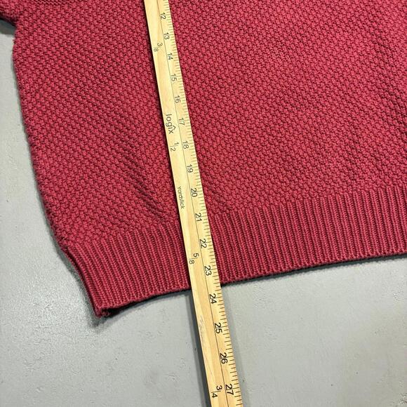 Vintage 90s Eddie Bauer Mens Contrast Waffle Knit Pullover Sweater Sz M Coral - Picture 7 of 8